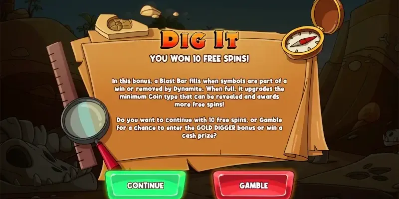 Présentation du bonus Dig It et de sa jauge progressive dans Le Digger