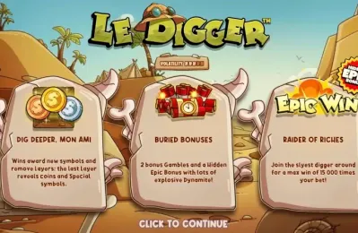 Le Digger : analyse du slot à couches, dynamite et bonus progressifs